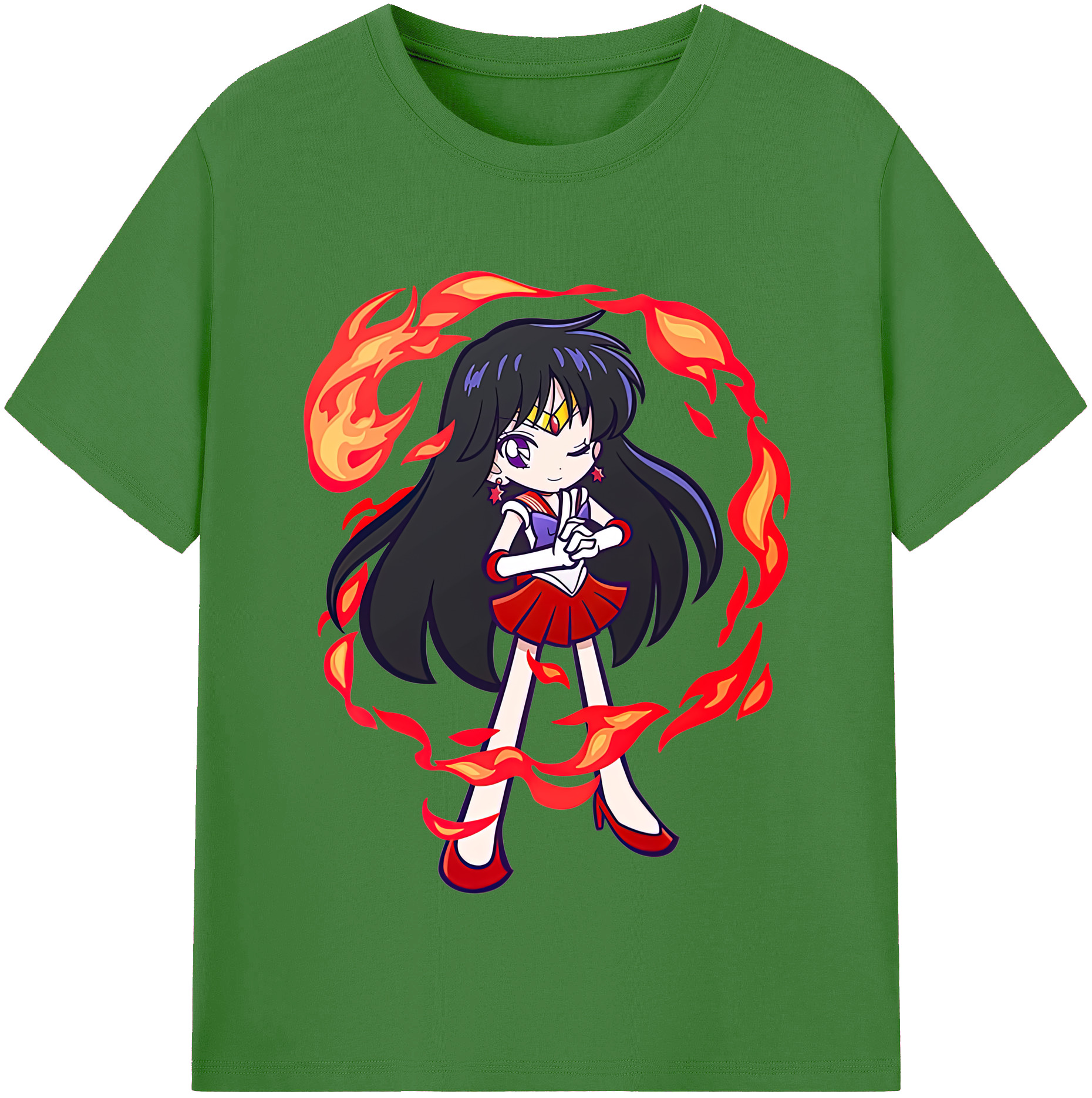 （画像用） 美少女戦士セーラームーン 火野レイ ひの レイ Sailor Moon Hino Rei （セーラーマーズ,Sailor Mars） レディースカジュアルプリントTシャツ（綿100％）